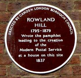 Sir Rowland Hill, WC1 - Old Plaque