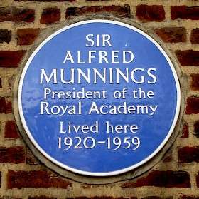 Alfred Munnings, SW3 - Chelsea Park Gardens